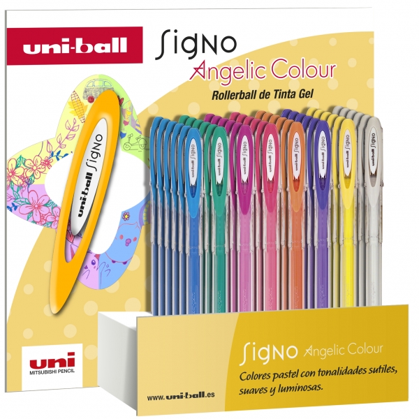 LOT de 48 Uni-ball UM-120AC Signo Angelic Display de 48 rouleaux à encre gel - Pointe sphérique de 0,7 mm - Encre résistante à l'eau et à la lumière - Écrit sur papier noir et blanc - Couleurs assorties