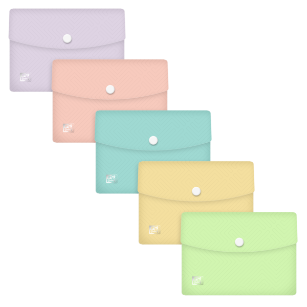 LOT de 5 Broche Oxford Oxfurban A6 PP TR Past STD - Résistante et Durable - Format A6 - Idéale pour Organiser des Documents - Couleurs Pastel