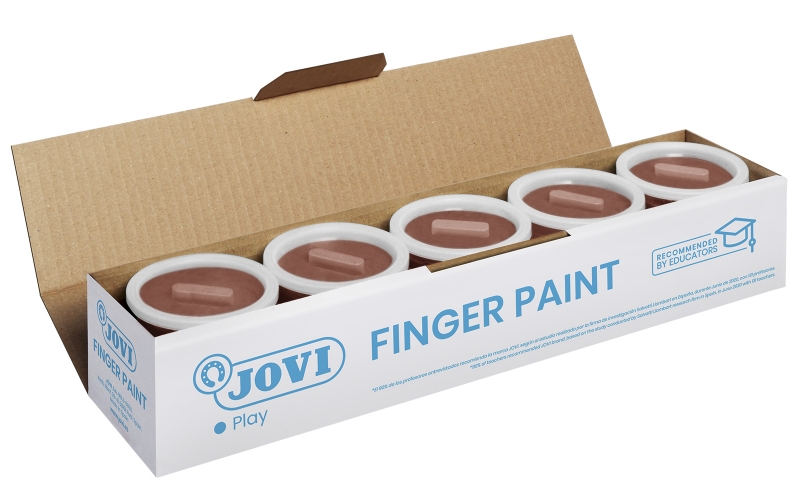 LOT de 5 Jovi Finger Paint Pot - Peinture au doigt 125 ml - Ingrédients naturels - Miscible - Texture gelée - Lavable - Couleur marron