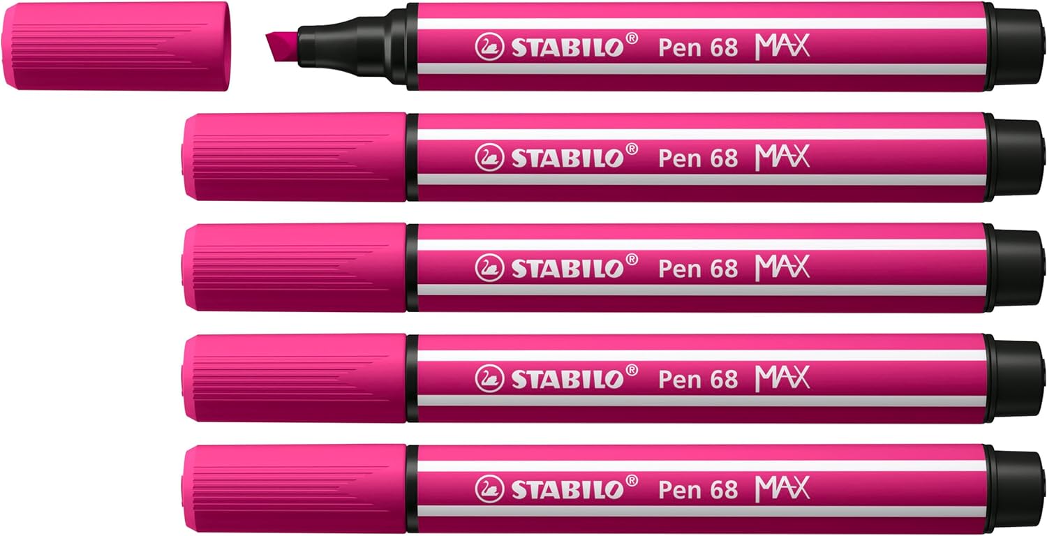 Lot de 5 Marqueurs Stabilo Pen 68 MAX Rose