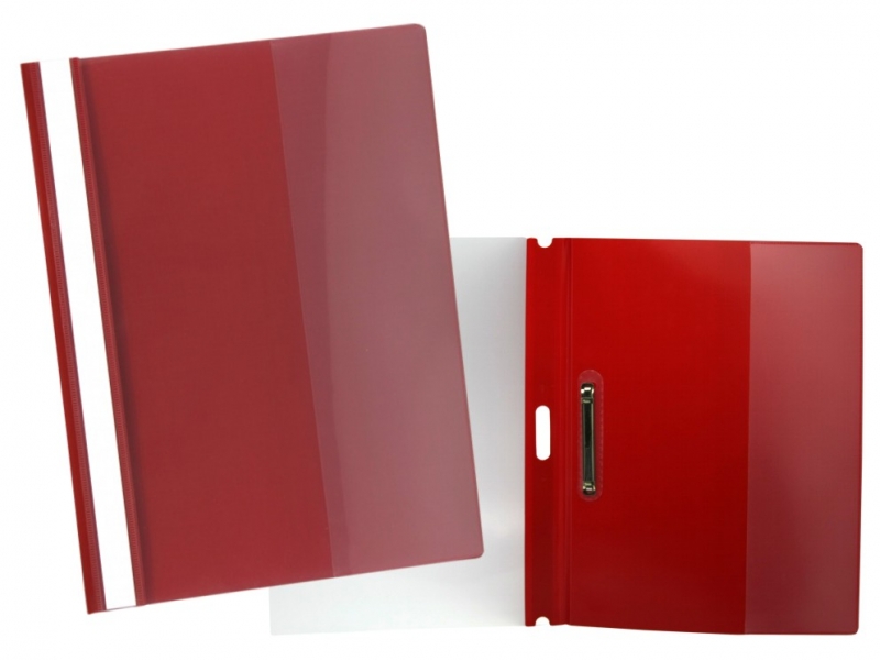 LOT de 5 Oui Attache Dossier PP Polypropylène Transparent - Clip Métallique Latéral - Capacité 30 Feuilles A4 - Couleur Bordeaux