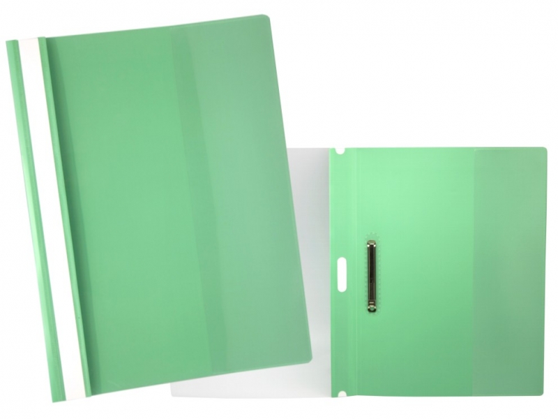 LOT de 5 Oui Dossiers de Fixation PP en Polypropylène Transparent - Clip Métallique Latéral - Capacité 30 Feuilles A4 - Couleur Vert