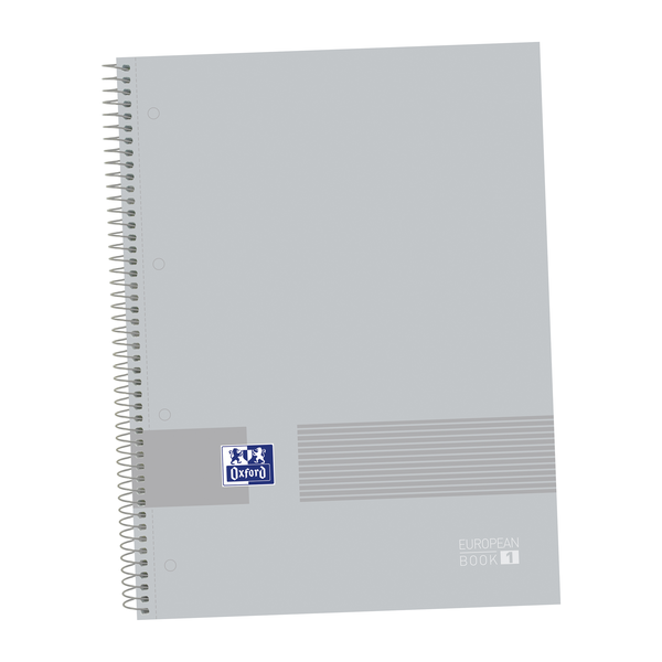 LOT de 5 Oxford & You A4+ Europeanbook - Couverture Extra Rigide - 80 Feuilles - Grille 5x5 - Couleur Gris