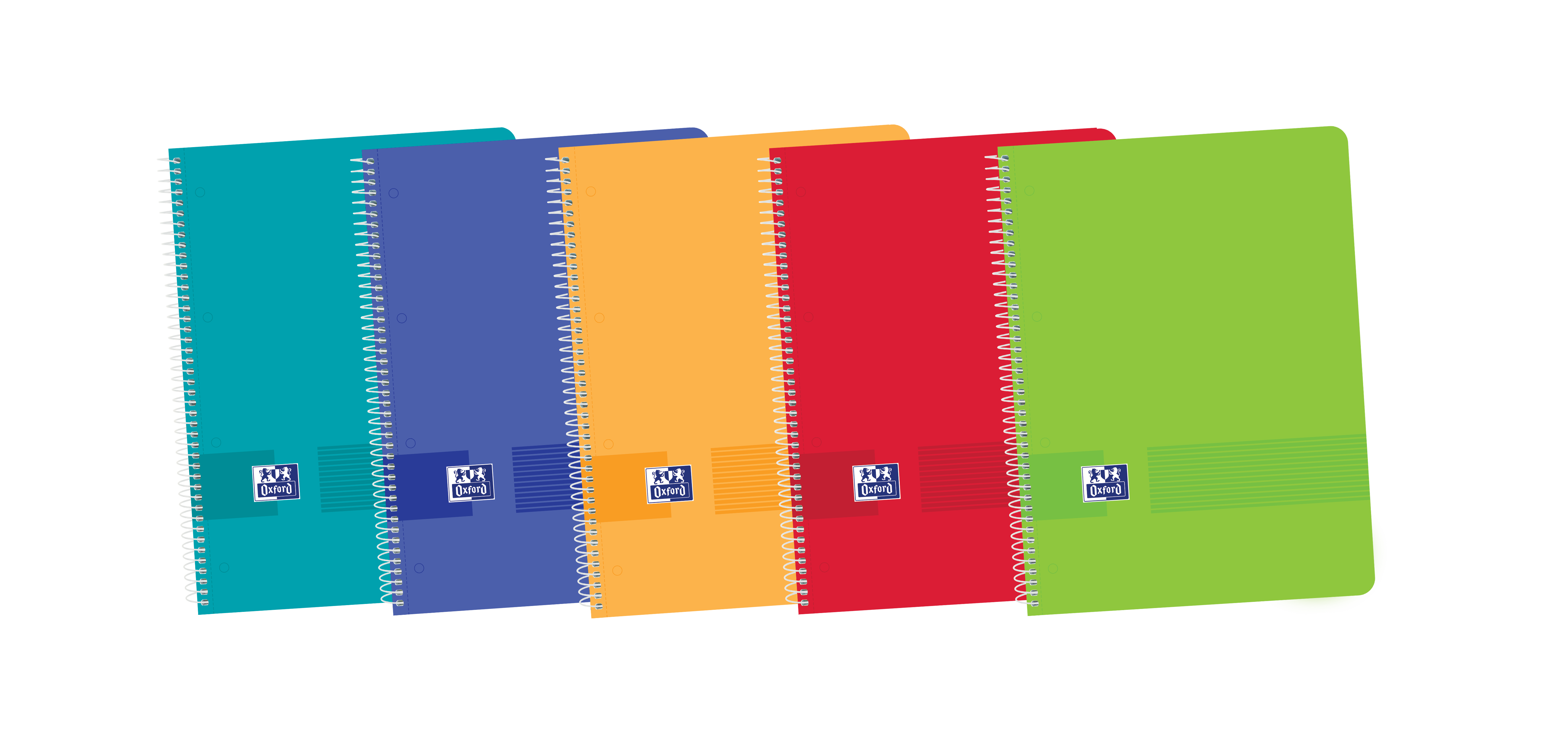 LOT de 5 Oxford Live & Go Europeanbook A4+ - Couverture plastique - 1 ligne 2 marges - 80 feuilles - Couleurs assorties