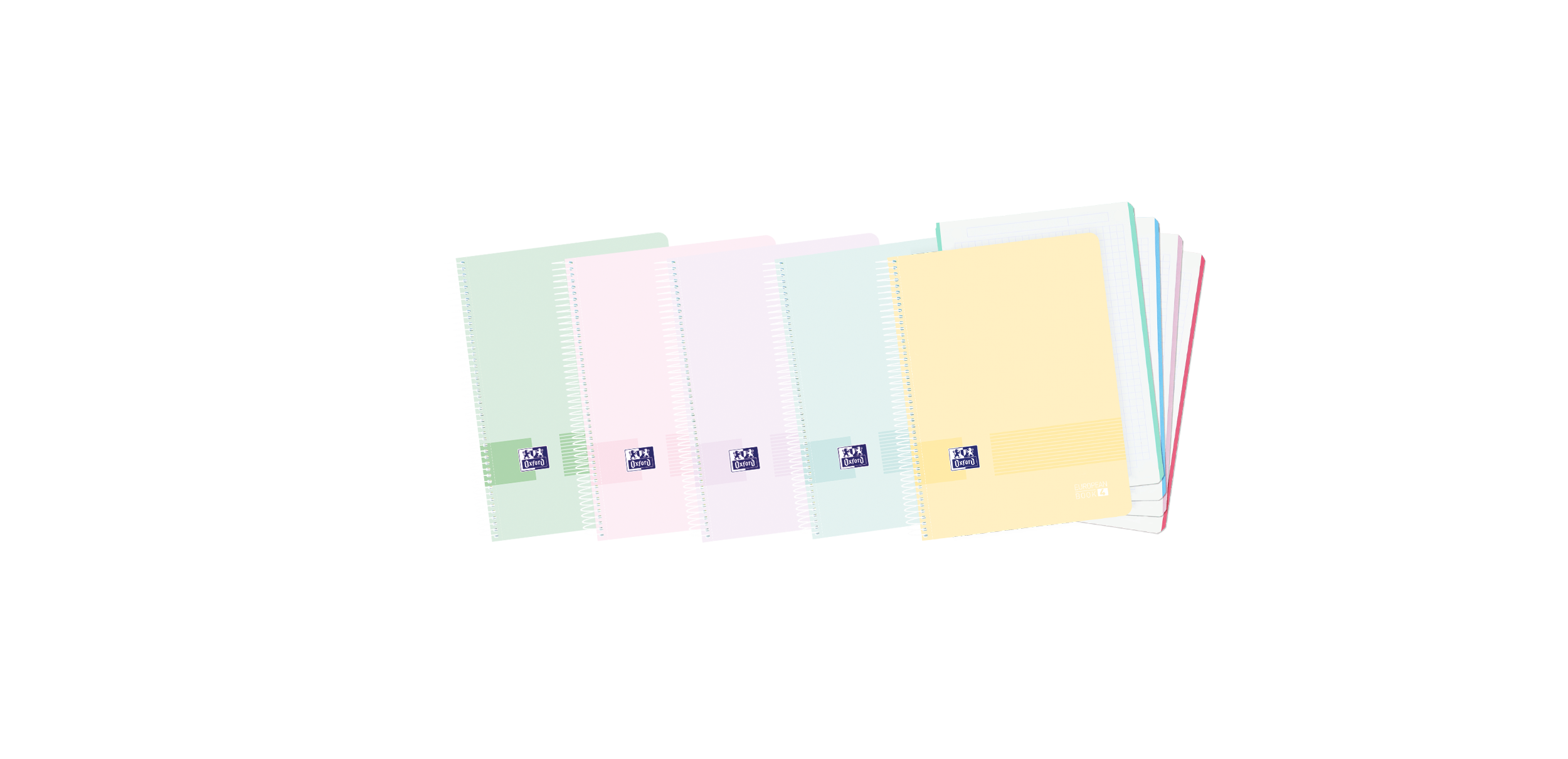 LOT de 5 Oxford Live & Go Europeanbook A6+ - Couverture plastique résistante - Carnet de 120 feuilles - Format A6+ - Grille 5x5 - Couleurs assorties