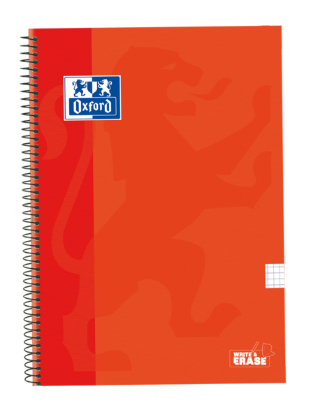 LOT de 5 Oxford School – carnet à spirale classique, couverture Extra rigide, écriture et effacement, folio 4x4 avec marge, 80 feuilles, couleur orange