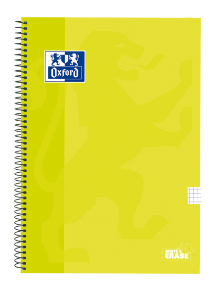 LOT de 5 Oxford School – carnet à spirale classique, couverture extra rigide, écriture et effacement, folio 4x4 avec marge, 80 feuilles, couleur citron vert