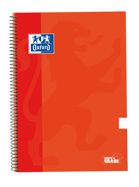 LOT de 5 Oxford School – carnet à spirale classique, couverture Extra rigide, écriture et effacement, règle de 3.5mm avec marge, 80 feuilles, couleur orange