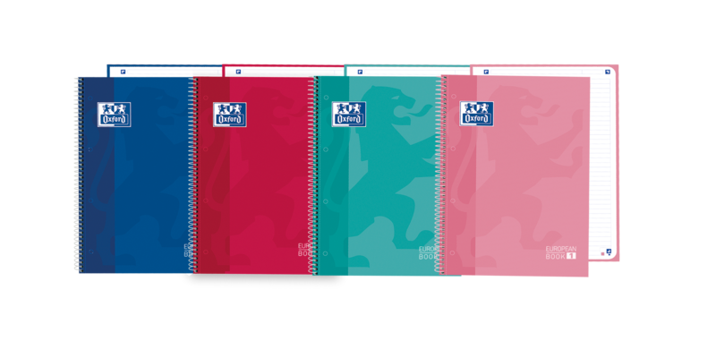 LOT de 5 Oxford School Classic A5+ Europeanbook - Couverture extra rigide - 80 feuilles - Couleurs assorties