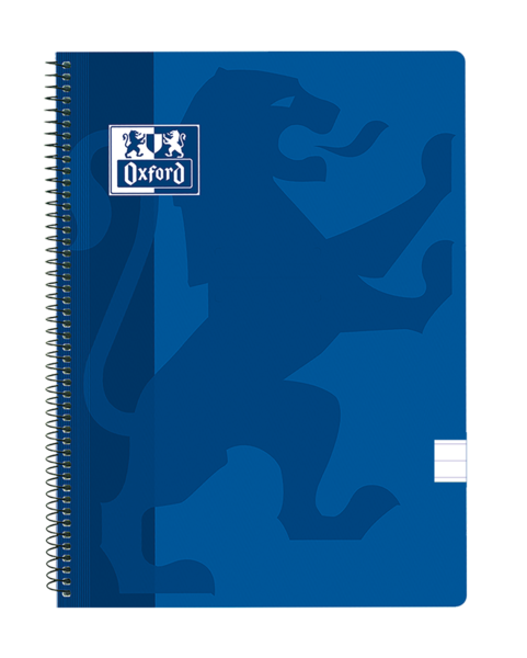 LOT de 5 Oxford School Classic Carnet à spirales avec couverture en plastique Folio – 80 feuilles – Couverture bleu marine – 1 ligne avec marge