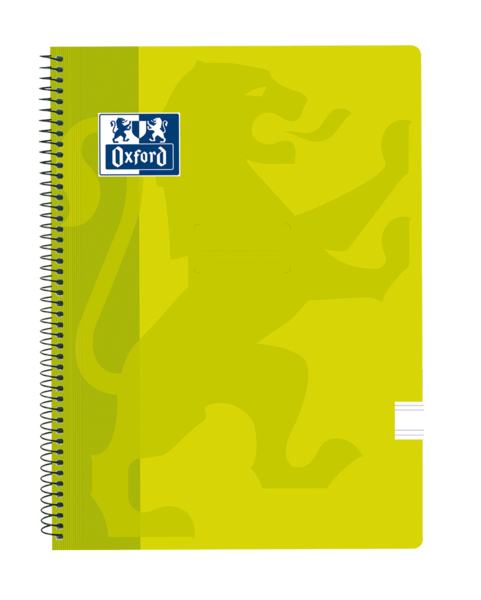 LOT de 5 Oxford School Classic Carnet à spirales avec couverture en plastique – Ligne directrice 2.5 avec marge – 80 feuilles – Couleur citron vert