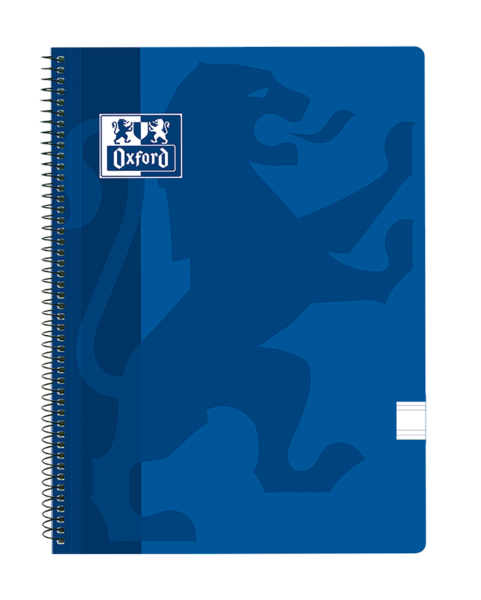 LOT de 5 Oxford School Classic Carnet à spirales avec couverture en plastique – Règle 2.5 avec marge – 80 feuilles – Bleu marine