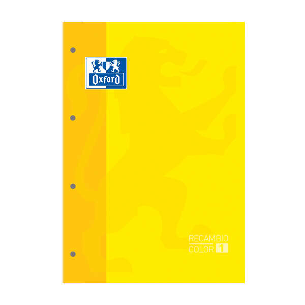 LOT de 5 Oxford School Classic Carnet de Rechange A4 - Couverture Souple - Collé - 80 Feuilles - Grille 5x5 - Couleur Jaune