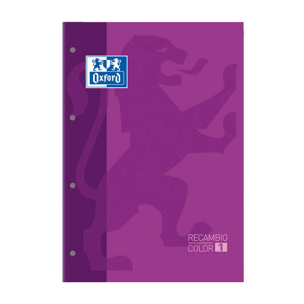 LOT de 5 Oxford School Classic Carnet de Rechange - Format A4 - Couverture Souple - Collé - 80 Feuilles - Grille 5x5 - Couleur Violet