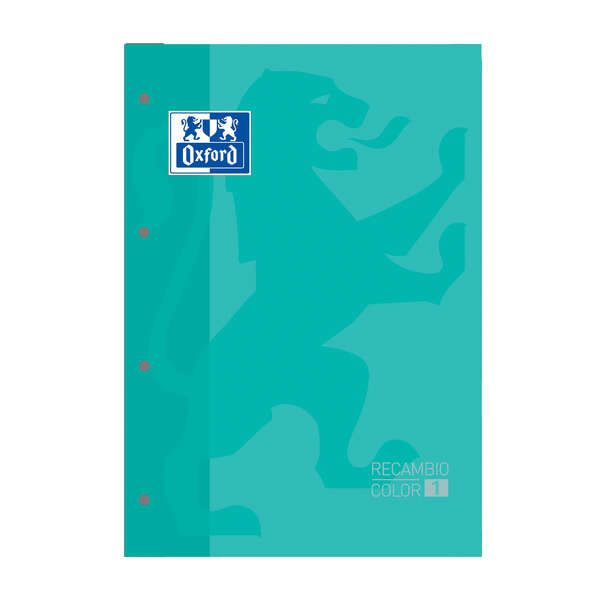 LOT de 5 Oxford School Classic Carnet de Rechange - Format A4 - Couverture Souple - Collé - Grille 5x5 - 80 Feuilles - Couleur Menthe Glacée