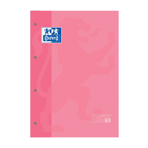 LOT de 5 Oxford School Classic Carnet de Rechange - Format A4 - Couverture Souple - Collé - Grille 5x5 - 80 Feuilles - Couleur Rose Bubblegum