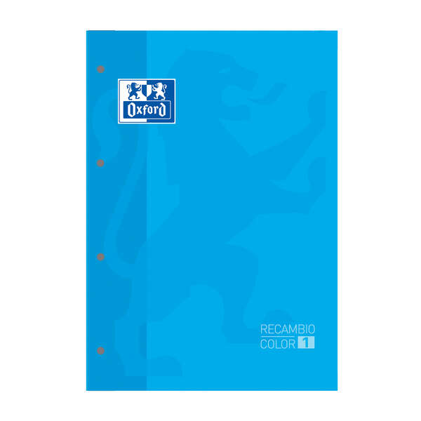 LOT de 5 Oxford School Classic Carnet de Rechange - Format A4 - Couverture Souple - Collé - Grille 5x5 - 80 Feuilles - Couleur Turquoise