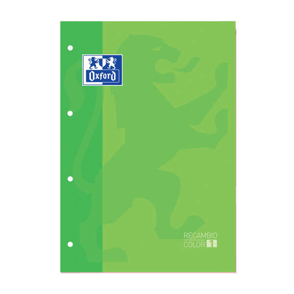 LOT de 5 Oxford School Classic Carnet de Rechange - Format A4 - Couverture Souple - Collé - Grille 5x5 - 80 Feuilles - Couleur Vert Pomme