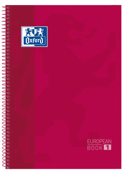 LOT de 5 Oxford School Classic Europeanbook 1 A4+ Couverture Extra Rigide - Format A4+ - Couverture Extra Rigide Résistante - 80 Feuilles - Couleur Rouge