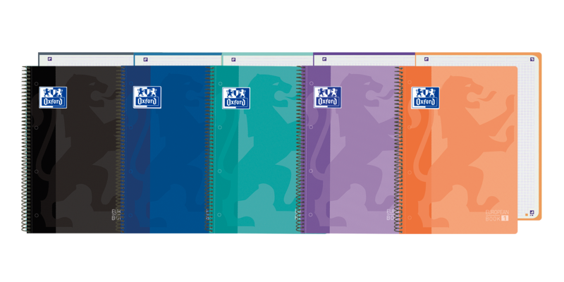 LOT de 5 Oxford School Classic Europeanbook 1 - Couverture plastique A4+ - 5x5 - 80 Feuilles