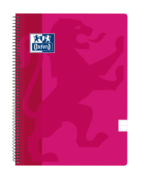 LOT de 5 Oxford School Classic Spiral Notebook Couverture en plastique Folio - 1 ligne avec marge - 80 feuilles - Couleur fuchsia