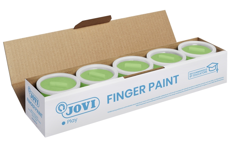 LOT de 5 Pot de peinture au doigt Jovi - 125 ml - Couleurs miscibles - Texture gélatineuse - Lavable - Sans gluten et sans allergène - Non toxique - Couleur verte