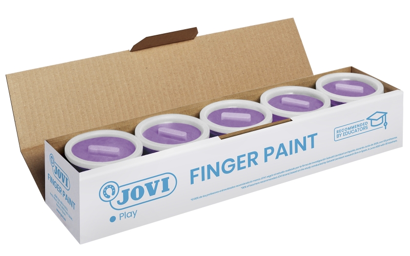 LOT de 5 Pot de peinture au doigt Jovi - 125 ml - Couleurs miscibles - Texture gélatineuse - Lavable - Sans gluten et sans allergène - Non toxique - Couleur violet