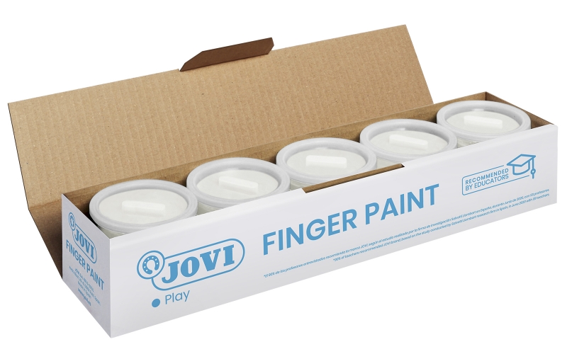 LOT de 5 Pot de peinture au doigt Jovi - Peinture au doigt 125 ml - Couleurs miscibles - Texture gélatineuse - Lavable - Sans gluten et sans allergène - Non toxique - Stimule la coordination motrice - Couleur blanche