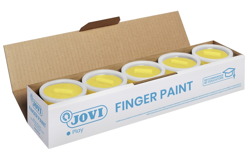 LOT de 5 Pot de peinture au doigt Jovi - Peinture au doigt 125 ml - Couleurs miscibles - Texture gélatineuse - Lavable - Sans gluten et sans allergène - Non toxique - Stimule la coordination motrice - Couleur jaune