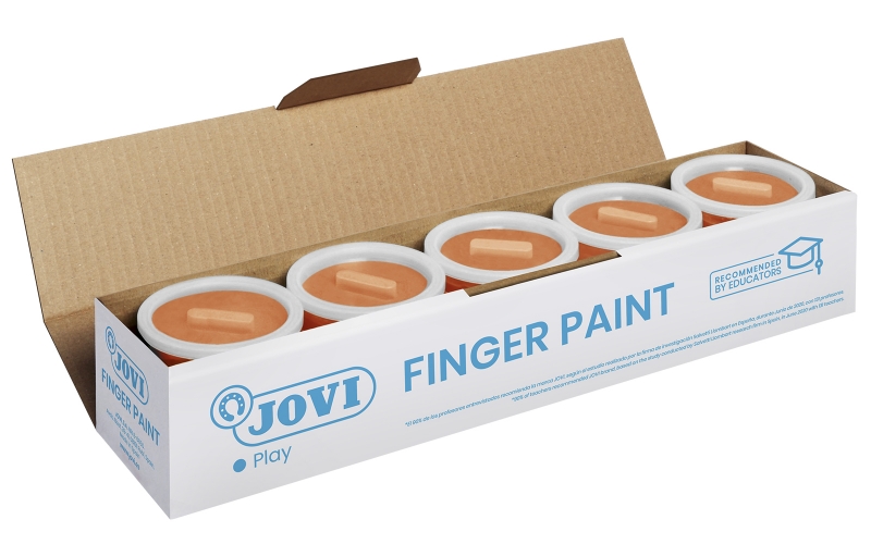 LOT de 5 Pot de peinture au doigt Jovi - Peinture au doigt 125 ml - Couleurs miscibles - Texture gélatineuse - Lavable - Sans gluten et sans allergène - Non toxique - Stimule la coordination motrice - Couleur orange