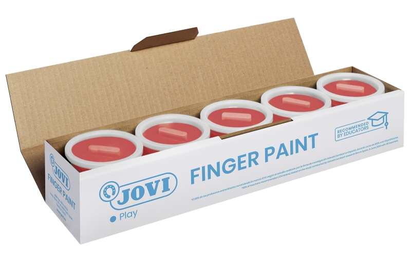 LOT de 5 Pot de peinture au doigt Jovi - Peinture au doigt 125 ml - Couleurs miscibles - Texture gélatineuse - Lavable - Sans gluten et sans allergène - Non toxique - Stimule la coordination motrice - Couleur rouge