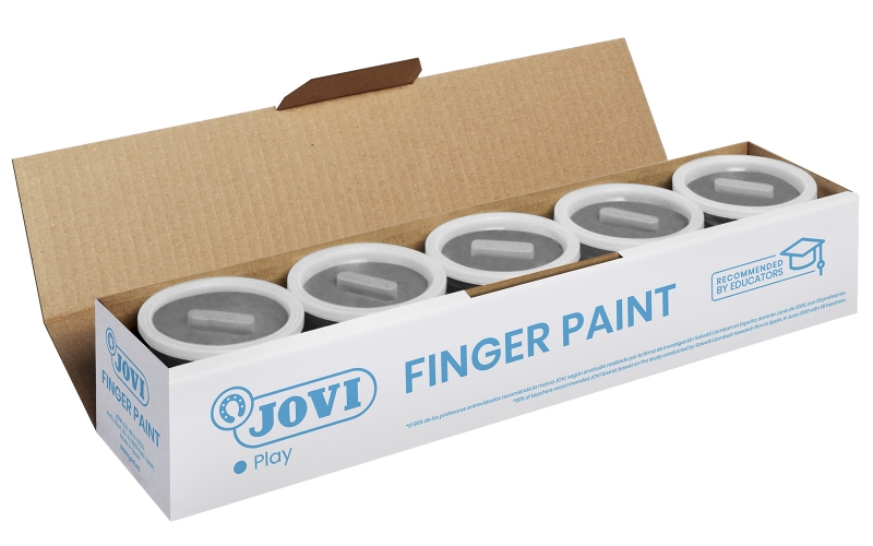 LOT de 5 Pot de peinture au doigt Jovi - Peinture au doigt 125 ml - Couleurs miscibles - Texture gélatineuse - Lavable - Sans gluten et sans allergène - Non toxique - Stimule la coordination motrice - Couleur noire