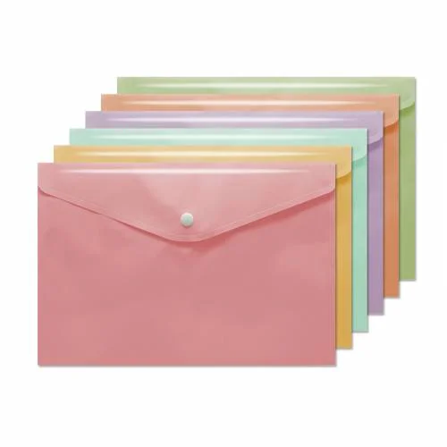 LOT de 50 Enveloppe porte-documents Bismark A6 avec fermoir - En polypropylène - Couleurs pastel assorties