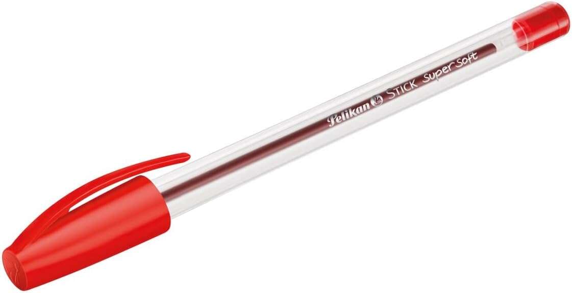 LOT de 50 Stylo Pelikan Super Soft Stick - Course 1 mm - Prise triangulaire - Formule d'encre super fluide - Couleur rouge