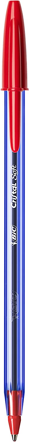 Bic Lot de 50 Stylos Cristal Soft Rouge 1,2mm