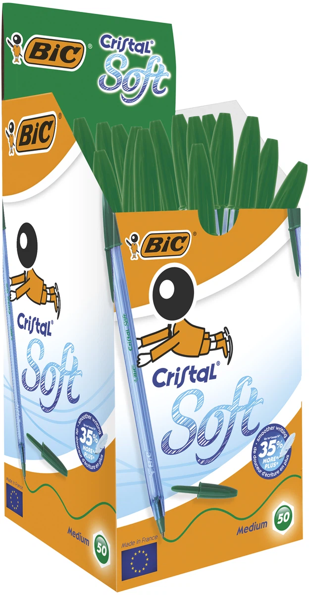 Lot de 50 stylos Bic Cristal Soft Verts