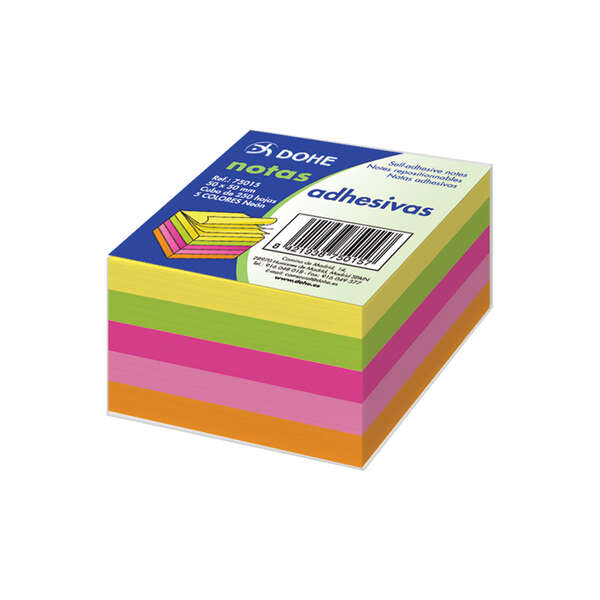 LOT de 6 Cubes de notes repositionnables Dohe - 75 mm - Cube de 250 feuilles - Papier 75gr - Idéal pour le bureau et l'école