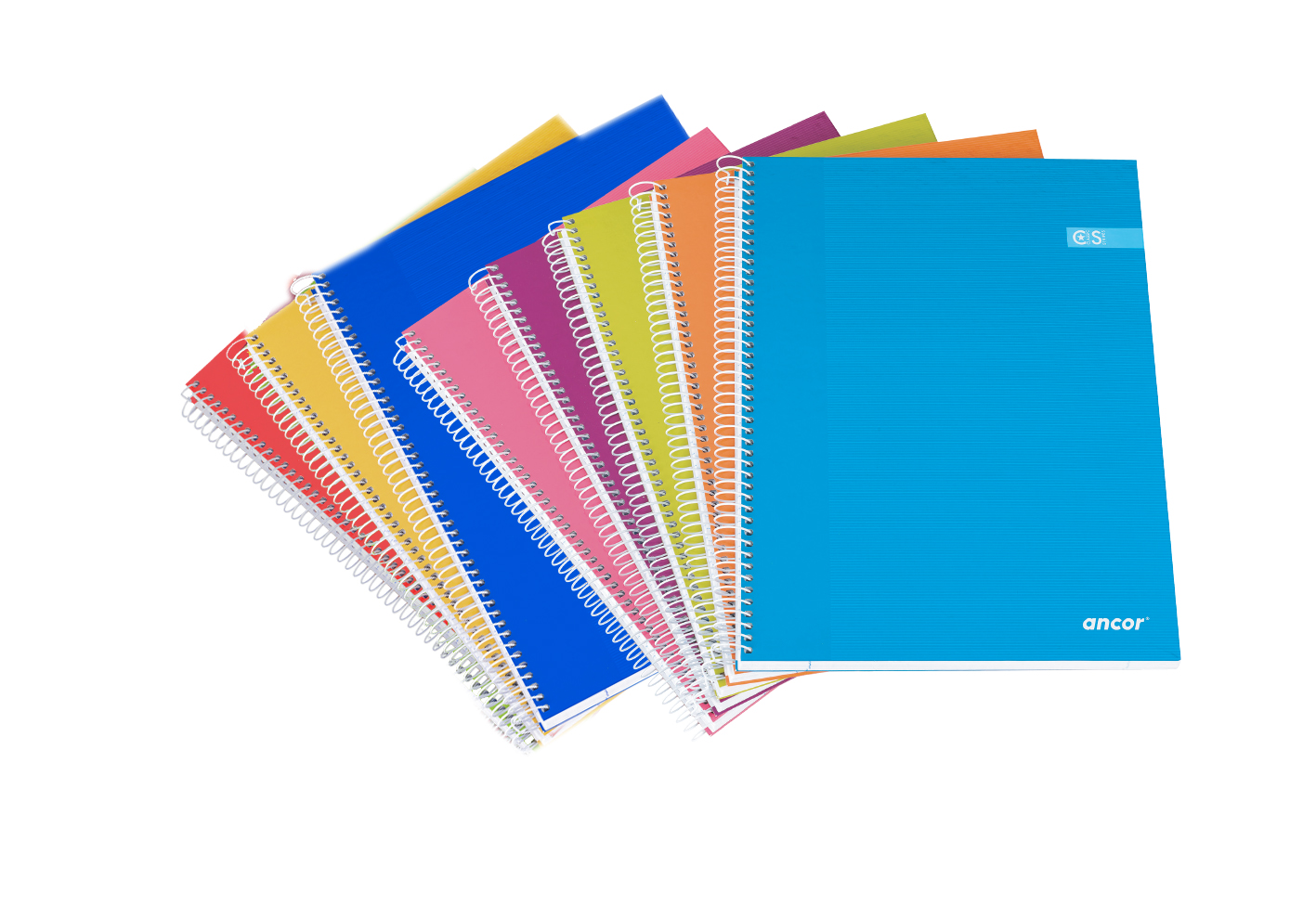 LOT de 8 Ancor Classic Stripes Carnet à Spirale Carré Folio Format 4x4mm - 80 Feuilles 60gr - Couverture Rigide en Carton Laminé - Couleurs Assorties