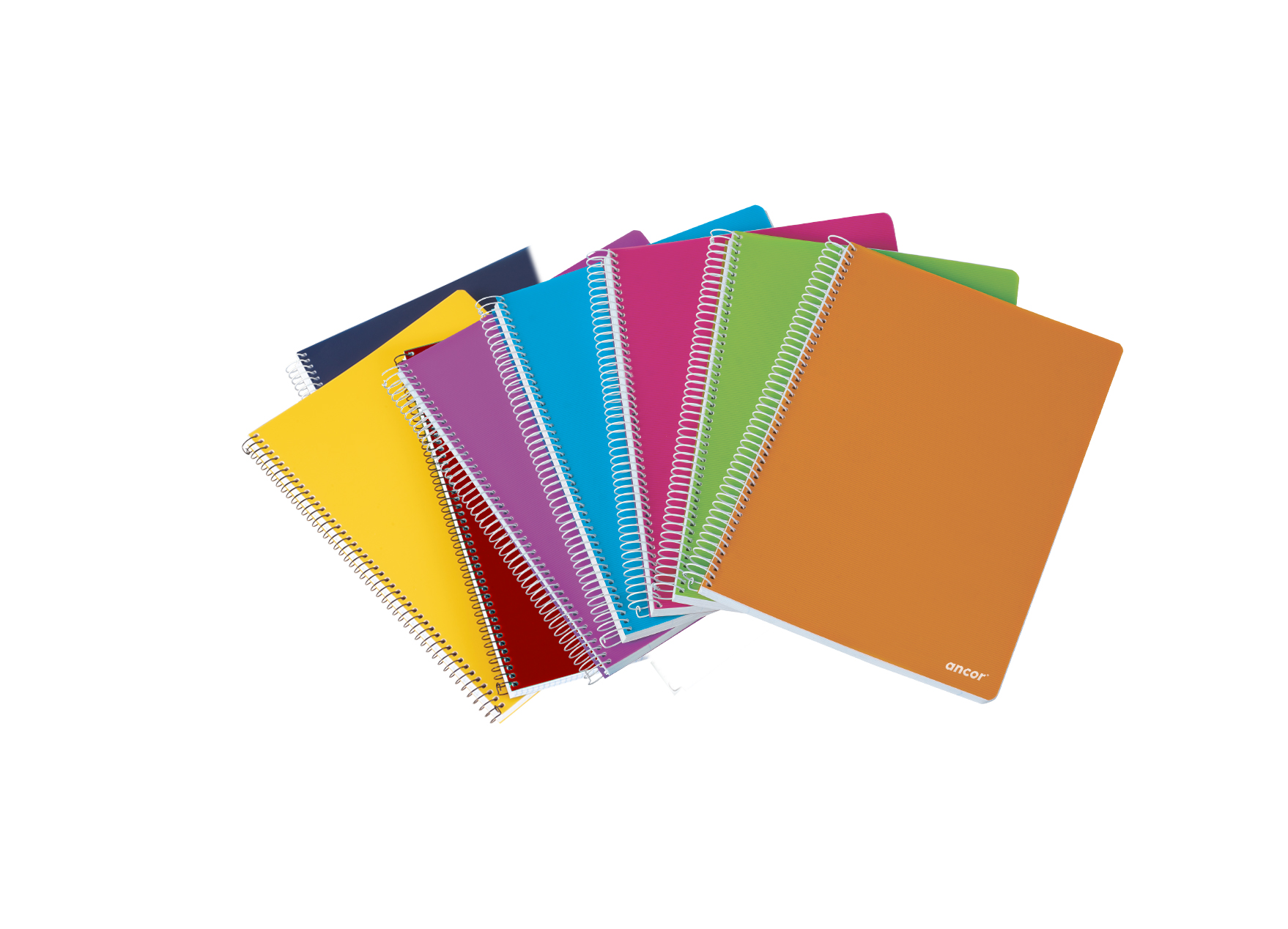 LOT de 8 Ancor Classic Stripes Carnet à Spirale Carré Folio Format 4x4mm - 80 Feuilles 90gr - Couverture Plastique - Couleurs Assorties