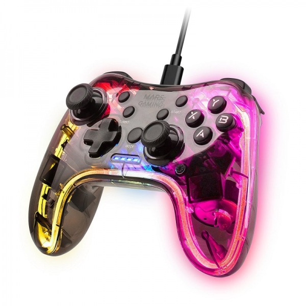 Manette de jeu professionnelle Mars Gaming MGP-C - Éclairage NEON RGB - Double vibration haptique - Compatibilité multiplateforme - 20 boutons tactiles - Différentes couleurs