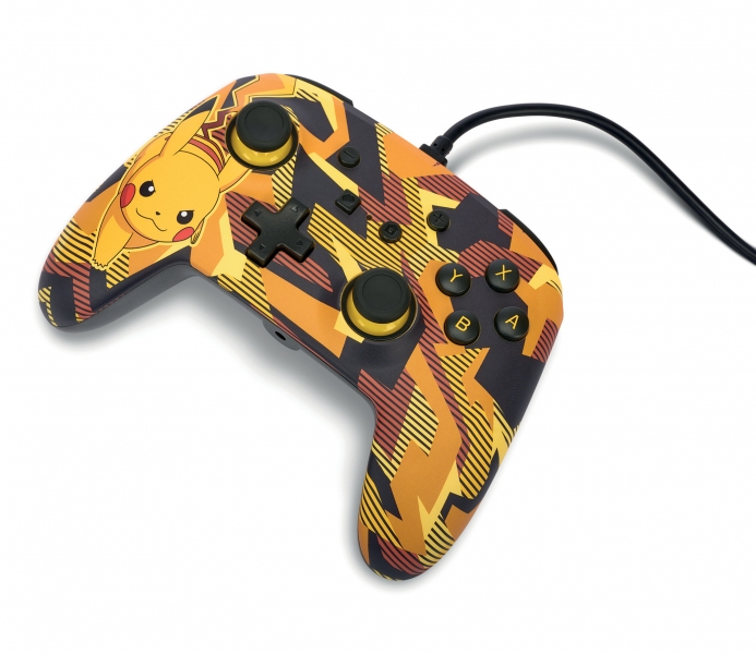 Manette filaire améliorée PowerA pour Nintendo Switch - Camo Storm Pikachu