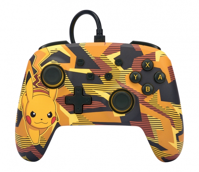 Manette filaire améliorée PowerA pour Nintendo Switch - Camo Storm Pikachu