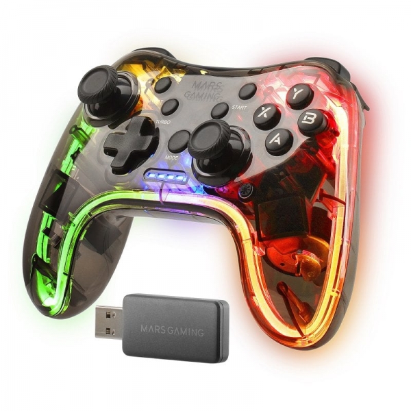 Manette sans fil Mars Gaming MGP-24 - Connexion 2.4GPRO - Double vibration haptique - 20 boutons tactiles - Compatibilité multiplateforme - Différentes couleurs