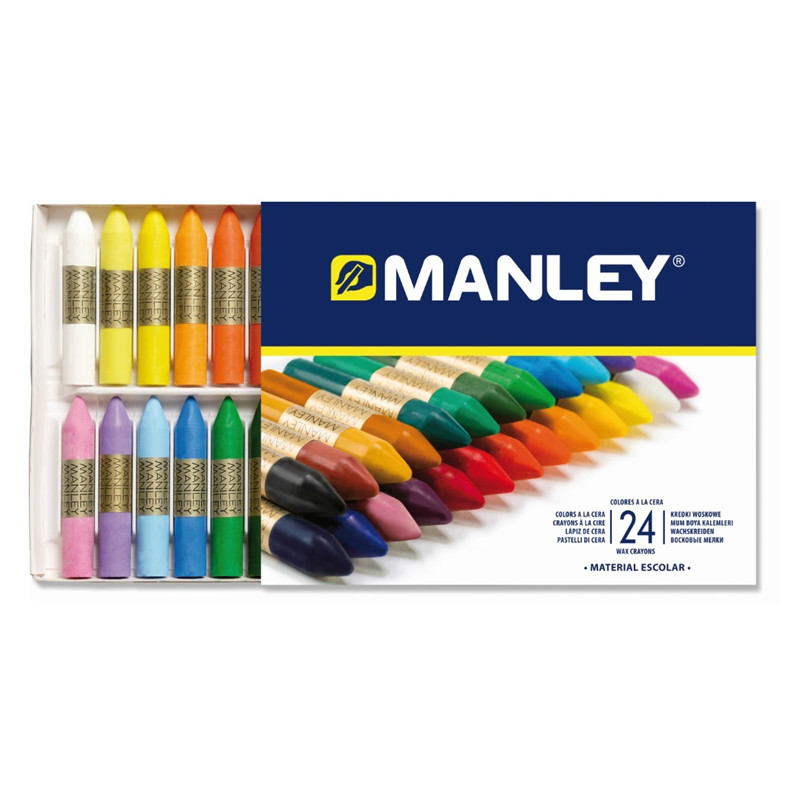 Manley Lot de 24 Crayons de Cire - Couleurs Assorties