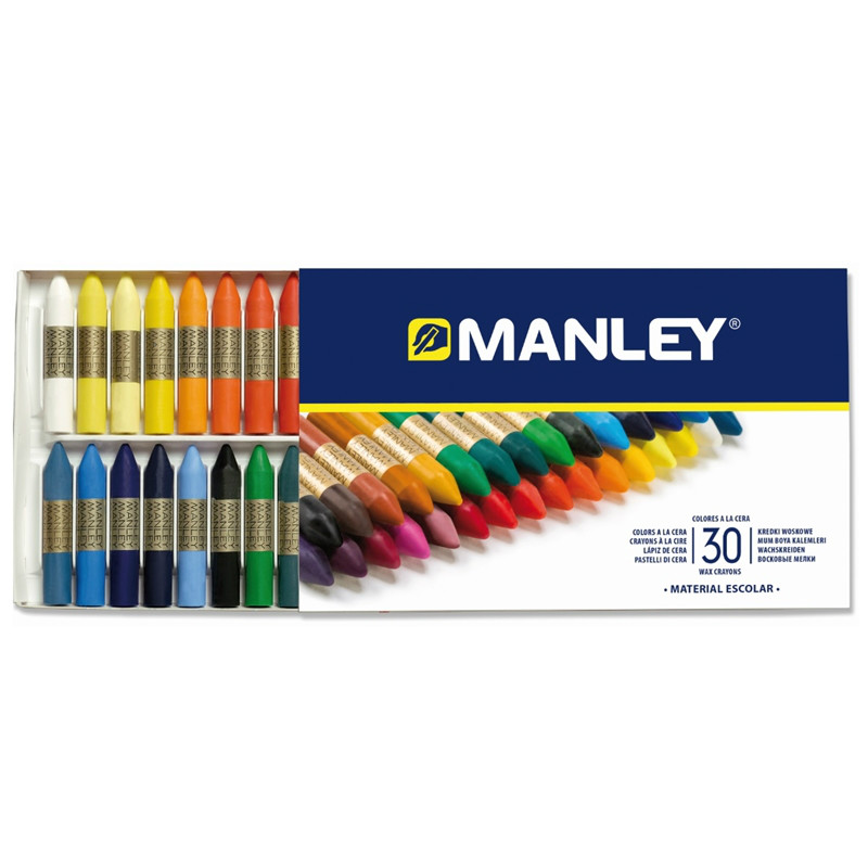 Manley Lot de 30 Crayons de Cire - Couleurs Assorties