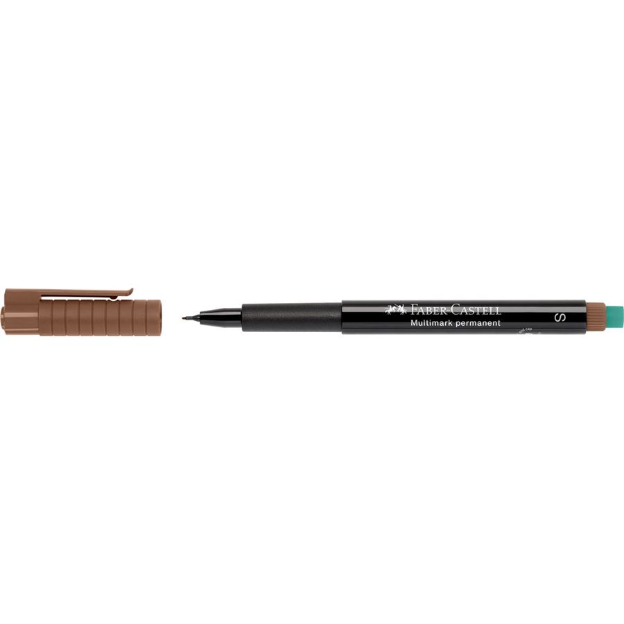 Marqueur permanent Faber-Castell Multimark - Largeur de trait 0,4 mm - Gomme intégrée - Résistant à la lumière et à l'eau - Couleur Marron