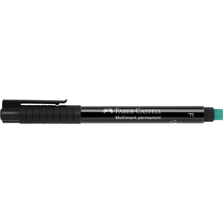 Marqueur permanent Faber-Castell Multimark - Largeur de trait 0,6 mm - Gomme intégrée - Résistant à la lumière et à l'eau - Couleur Noir