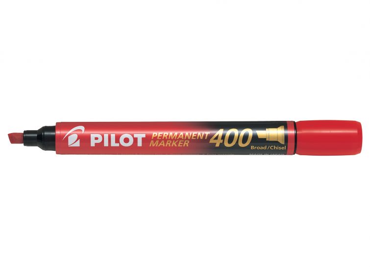 Marqueur permanent Pilot 400 - Pointe biseautée 4,5 mm - Ligne 4 mm - Couleur rouge