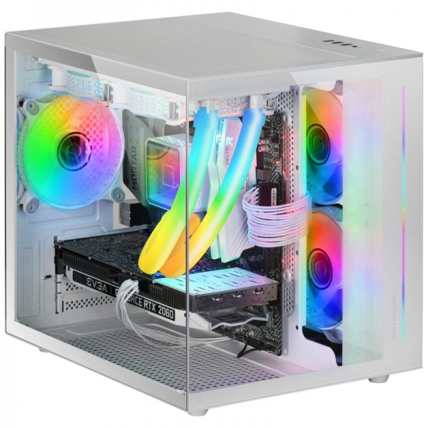 Mars Gaming MC-VIEW Mini tour de jeu personnalisée Premium - Verre trempé - Structure modulaire - Support de refroidissement liquide - Haute personnalisation - Couleur blanche