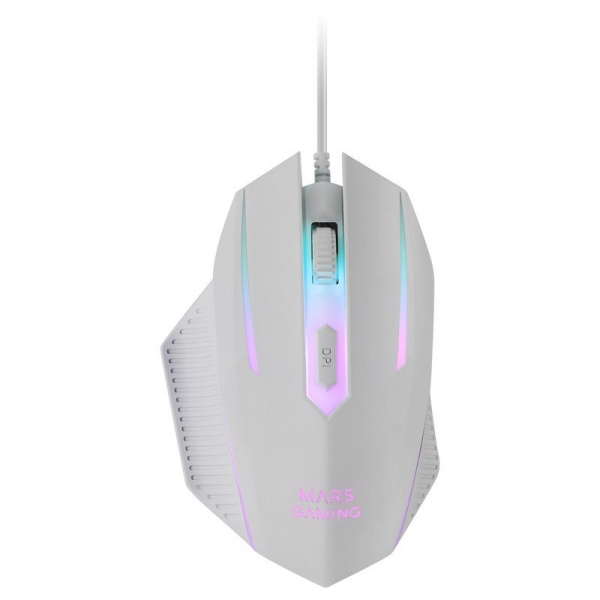 Mars Gaming MCP124 Combo Gaming 3in1 - Clavier H-Mech RGB - Souris Optique HUANO - Tapis Nanotextile Arc-en-Ciel - Compatibilité Multiplateforme - Couleur Blanc